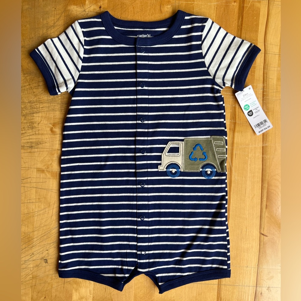 Carters Blue Recycle Truck Baby Romper - 24m